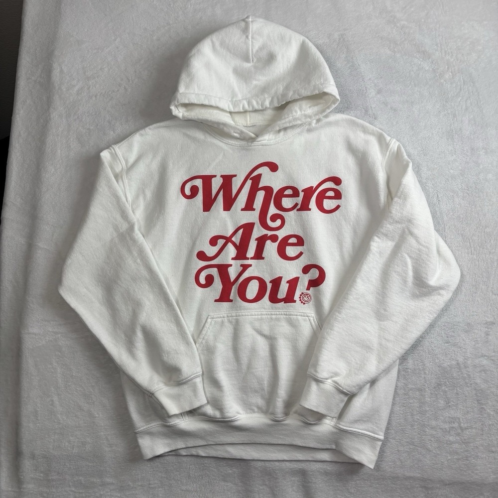 Blink 182 Where Are You And Im So Sorry White Pullove LS Fleece Hoodie Men's M
